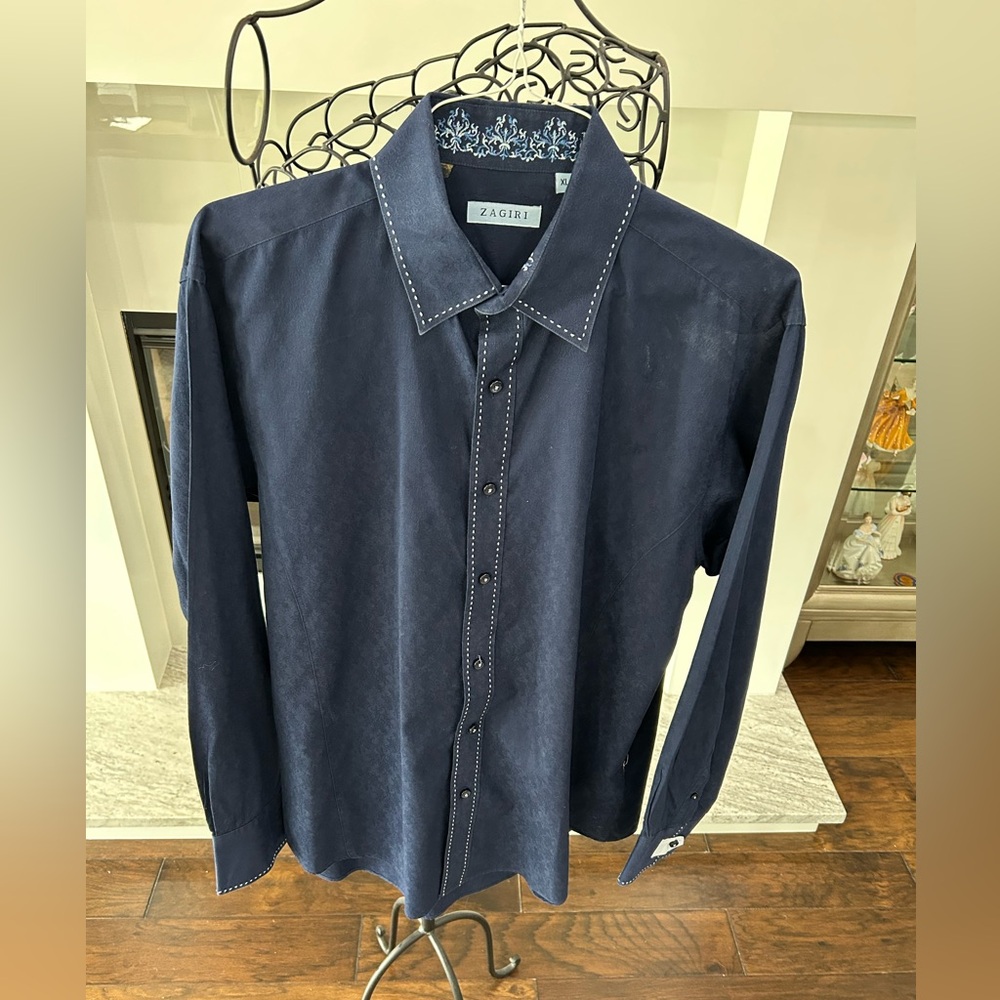 Zagiri Men’s Two Tone Blue Long Sleeve Shirt